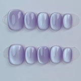 10Pcs Short Handmade Press On Nails Full Cover Cat Eye Design Flower Aurora Summer False Nails Wearable Manicure Nail Tips Art