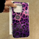 Phone Case for iPhone 17 16 15 14 13 12 11 Pro Max XS X XR 7 8 Plus 17Air Stylish Purple Render Leopard Pattern Soft Laser Cover