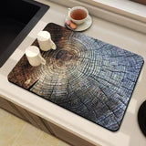 Natural Wood Grain Diatomite Kitchen Mat Super Absorbent Fast Drying Pad for Kitchen Countertop Dish Drying & Coffee Table Use