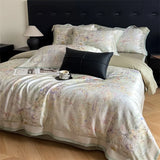 600TC Lyocell Cotton Soft Breathable Flowers Print Bedding Set Duvet Cover Set Bed Sheet/With Elastic Band Bed Sheet Pillowcases