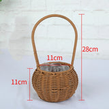 Willow Rattan Bride Flower Basket Picnic Container with Handle Picnic Weaving Basket Hand-Woven Flower Arrangement Basket