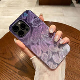 Fashion Glitter Gradient Purple Feather Transparent Shockproof Protection Case for iPhone 15 14 Pro 13 12 11 Pro Max Phone Cover
