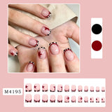 24Pcs Short Almond Press On Nails Floral French Tip Press ons False Nails Stars Print Fake Nails Leopard Print Fake Nails Set