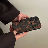 Brown Amber Retro Leopard Print Tpu Gloss Phone Case For iPhone 17 16 15 14 13 12 11 Pro Max 14/15 Plus 17 Air Soft Back Cover