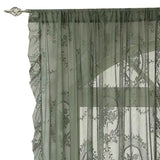 New round Mirror Flower Lace Curtain Semi-Privacy Bedroom Window Treatment Country Style Polyester Fabric Valance Home Decor