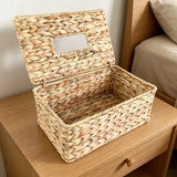 Rattan Woven Tissue Box With Lid Water Hyacinth Design Living Room Sanitary Paper Household Storage Organizer Home Supplies