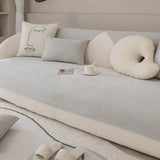1pc Bohemian-Style Solid Color Small Diamond Chenille Non-Slip Sofa Cover,Two-Tone Splice Design,Ideal for Bedroom,Living Room