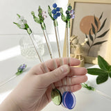 Japanese Style Milk Dessert Bell Orchid Glass Spoon Colorful Transparent Glass Cute Long Handled Coffee Stirring Spoon