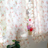 French Style Floral Gauze Curtain Living Room Bedroom Balcony Bay Window Shelter Curtain Punch-Free Romantic Home Decoration