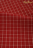 140x50cm Vintage Red Linen Grid Striped Woven Cotton Fabric for Japanese Style Tablecloth Dress Bag Cloth