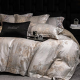 600TC Lyocell Cotton Flowers Jacquard Soft Silky Bedding Set Queen King Size Duvet Cover Bed Sheet/Fitted Sheet Pillowcases 4Pcs