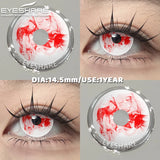 1 Pair red/white cosplay color contact lenses for eyes crazy Halloween Eye makeup Role playing Eye cosmetics color lens