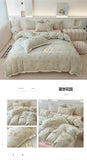 Princess Style Print Bedding Sets Ruffle Lace Bow Quilt Cover Romantic Bedclothes Home Decor Woman Girl Bedroom Duvet Cover 4pcs