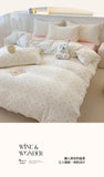 Princess Style Bedding Sets Ruffle Lace Bow Quilt Cover Romantic Print Bedclothes Home Decor Woman Girl Bedroom Duvet Cover 4pcs