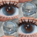 2pcs 14.5mm Big Diameter Colored Contacts Glossy High Moisture Half Yearly Lenses for Daily Wear 0.00D No Power