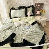 2025 new seersucker chiffon lace washed cotton summer cool quilt four-piece air conditioner quilt three-piece summer quilt set