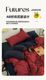 Solid Color Bedding Set Kids Adults Twin Full Queen Size Bed Flat Sheet Soft Duvet Cover Set Quilt Cover Pillowcases Bed Linen