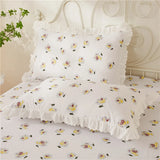 2PCS Printed Cotton Cloth Pillow Cases Princess Lace Ruffle Style Pillow Sham Queen King Bed Pillow Case Sale