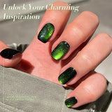 10ml Imperial Green Cat Magnetic Gel Nail Polish Spring Summer Sparkling Glass Bead Soak Off Christmas Decoration