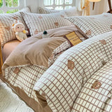 Yellow Floral Bedding Set Soft Ins Single Double Queen Size Duvet Cover Flat Sheet Pillowcase Girls Home Bed Linens NO Filler