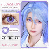 14.20 Blue Small Pupil Cosplay Colored Contact Lenses, 1 Pair Yearly Wear Eye Lenses for Halloween Themed Cosplay & Fancy Dress