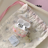 Glitter Orange Flowers + Pendant Case Suitable for Apple for Airpodspro2 Case/For Airpodspro Case/For Airpods4 Case/For Airpods3 Case/For Airpods2 Case/Fashionable Women's Earphone Case/Simple Earphone Case/