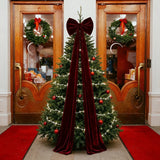 Large Christmas Bow Decoration Velvet Hanging Ornament Big Ribbon Decor for Tree Wall Fireplace Indoor Outdoor Holiday Party