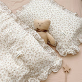Korean Baby Girl Crib Bedding Set Bunny Rose Cherry Floral Cotton Muslin Cot Bedding Kit Duvet Cover Pillowcase No Filler
