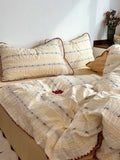 Soft Pure Cotton Bedding Set Cherry Red Waed Floral Embroidery Four-Piece Suite Cotton eet Cover Duvet Cover Bed Canopy