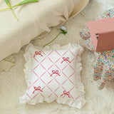 Cute Cat Bow Printed Pillow Series Bedroom Living Room Dormitory Pillow Ruffle Square Pattern Home Decoration Detachable Pillow