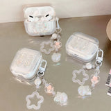 Korean Clear Bow knot Star Bell Keychain Case For Airpods Pro 2 Earphone Charging Box Bag Cover For Airpod 1/2/3/4 Soft Shell