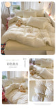 Knitted Class A Bedding Set Floral Style Bed Linen Set Soft Double Yarn Four-Piece Set Quilt Cover Set Bed Sheets Gift for Home