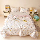 Washed Cotton Printed Summer Quilt Air Conditioner Thin Quilt Machine Washable Lightweight Single Double Bedding Soft Breathable