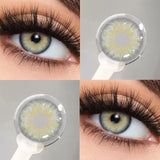 1 Pair Myopia Grey Color Contact Lenses for Eyes Fashion Prescription Lenses Green Iris Beauty Pupils Soft Circular Lens
