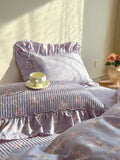 2pcs 100%Cotton Pillowcases French Style Pillow Cover Cushion Covers Bed 48x74cm Comfortable Pillowsham with Crinkled Gauze Lace