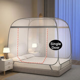 Mongolian Yurt Foldable Mosquito Net Tent No Assembly Required, Breathable Polyester Fabric, with Single or Double Doors