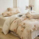 100% Cotton Bedding Set Brushed Fresh Flower Purple Duvet Cover Lovely Dog Sheet Set Red Blue Sheet King Queen for Bedroom Decor