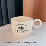 Retro Style English Letters Ceramics Tableware Mug Soup Plate Cream Color Desserts Steak Porcelain Main Dish Plate Coffee Cups
