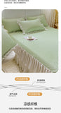 2/3pcs Summer Cooling Bed Skirt Set Class A Princess Mattress Cover Single Soft Mat Room Decor Bedspread Ice Silk Bean Cool Mat