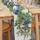 180cm Artificial Rose Flower Eucalyptus Garland with Hanging Butterfly Floral Vine Wedding for Party Table Backdrop Decor