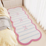 Special-shaped Runner Rug Pink Plaid Bow Bedroom Bedside Carpets Fashionable Ins Creative High-end Coffee Table Mats 러그 Alfombra