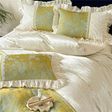 Princess Lace Style Soft Silky Luxury Bedding Set Duvet Cover Flat/Fitted Bed Sheet Pillowcase 4Pcs