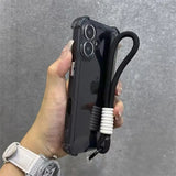 Luxury Transparent With Lanyard Phone Case For iPhone 17 16 15 14 13 12 11 Pro Max XS X XR 7 8 16 Plus 16E Shockproof Soft Cover