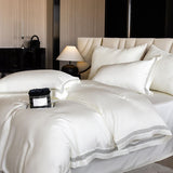 Lyocell Eucalyptus Fiber Soft Silky Cool Feeling Bedding Set Hollow Lace Wide Edge Duvet Cover Bed Sheet/Fitted Sheet Pillowcase