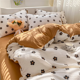 Wrinkled Yarn Washed Cotton Four Piece Set Duvet Cover Set Bed Sheet Three Piece Set Non Pure Cotton Bedding Set