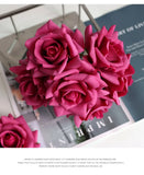5Heads Curled Edge Rose Bouquet Real Touch Artificial Flowers Rose Wedding Bridal Bouquet Party Festival Home Decor Fake Flowers
