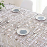 New Crocheted Table Cloth Handmade Tablecloth Rustic Dining Table Cover Pastoral  Solid Tablecloths  White Table Cloth Hot