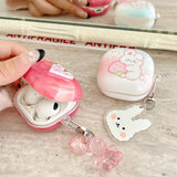 Rose Red Marble Pattern 3D Love Heart Cute Bear Pendant Earphone Accessories Case For Galaxy Buds Pro 2 Live Protection Cover