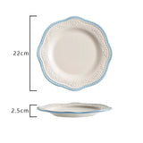 8.5in Flower Embossing Fruits Dessert Plate Ceramic Bread Candy Snacks Dishes Home Party Salad Steak Plates Chic Decor Tableware