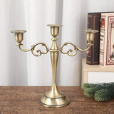 3 Arms Metal Candle Holder High Gloss European Retro Exquisite Candlestick Holder for Dining Tables Wedding Holiday Decoration